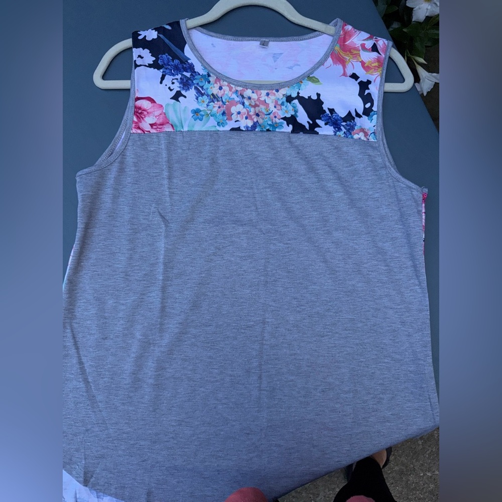 Floral and Gray Women's Top